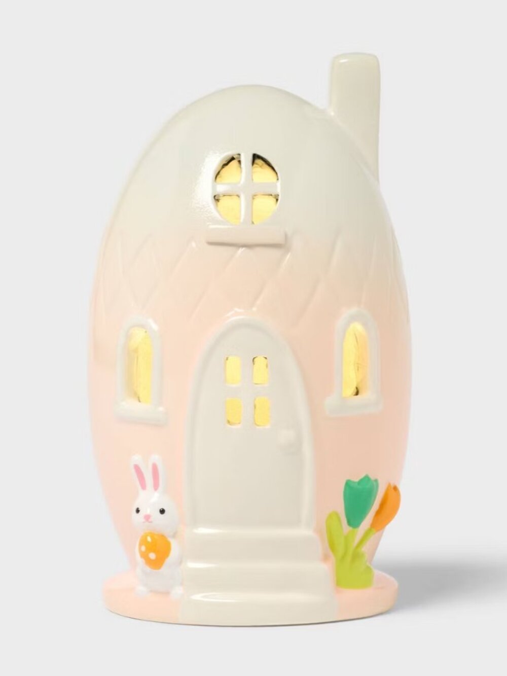Lit Polyresin Easter Egg Shaped Battery Operated House Lamp